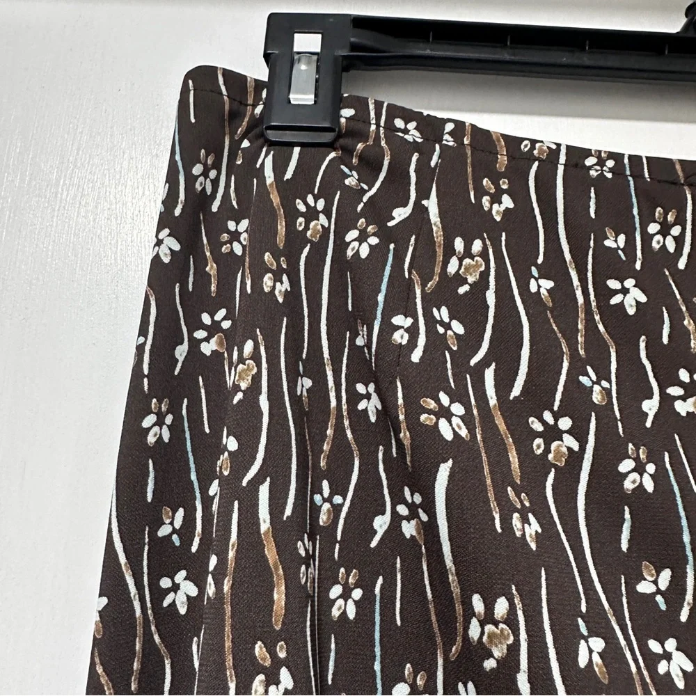 Vintage 90s Axcess Chocolate Brown Floral Midi Skirt Women’s Size Medium Boho - Picture 11 of 16